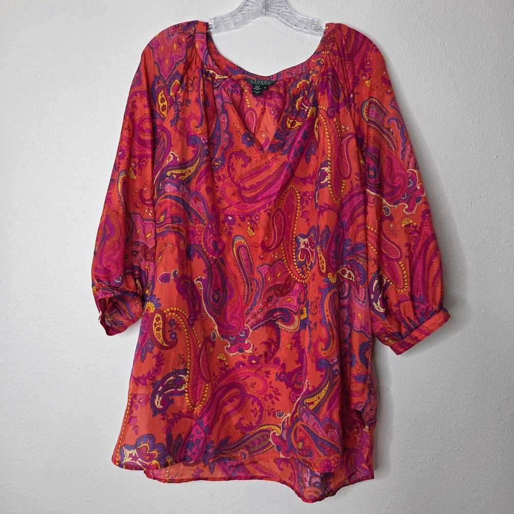 Lauren Ralph Lauren Paisley Blouse in Pink and Orange